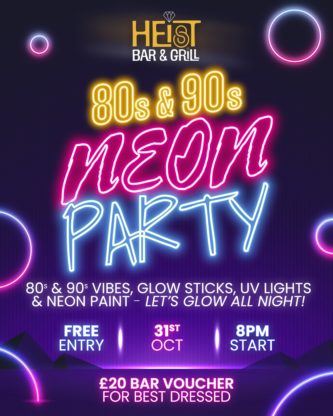 90s Neon Party Night Post